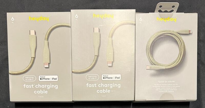 3 New Heyday Lightning to USB Fast Charging Cables