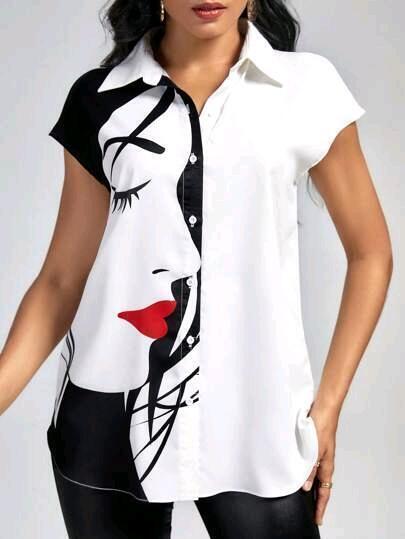 New Size Large Women's Button Up short Sleeve