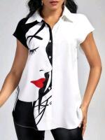 New Size Large Women's Button Up short Sleeve