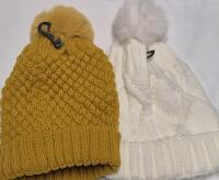 2 New Knit Adult Toques With Pom Poms