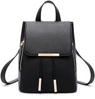 New Vinyl Drawstring Bucket Backpack Bag With Magnetic Top Flap, Size Expansion Zippers, Zippered Inner & Back Pocket, 9.5" &times; 6.75" &times; 11" Tall