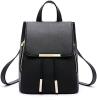 New Vinyl Drawstring Bucket Backpack Bag With Magnetic Top Flap, Size Expansion Zippers, Zippered Inner & Back Pocket, 9.5" &times; 6.75" &times; 11" Tall