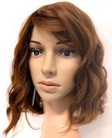 New 12" Long Wavy Auburn Synthetic Wig With Bangs