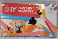 New - Vudeco DIY Paint By Numbers . Includes : Canvas , 3 Brushes & 25 Paint Colors