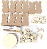 10 New 3.8" Long Peeps Bunny-Shaped MDF Freestanding Figures, 4pc 3.75" Diameter Wood Coasters, 20 Wood Hearts, 100pcs Wood Baby-Themed Hearts, Leaves & Words
