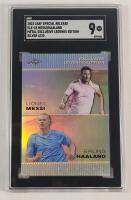 2023 Leaf Special Release Lionel Messi / Erling Haaland Metal Exclusive Legends Edition Silver #ELE-18 , Numbered #4/25 . SGC Graded 9 MT