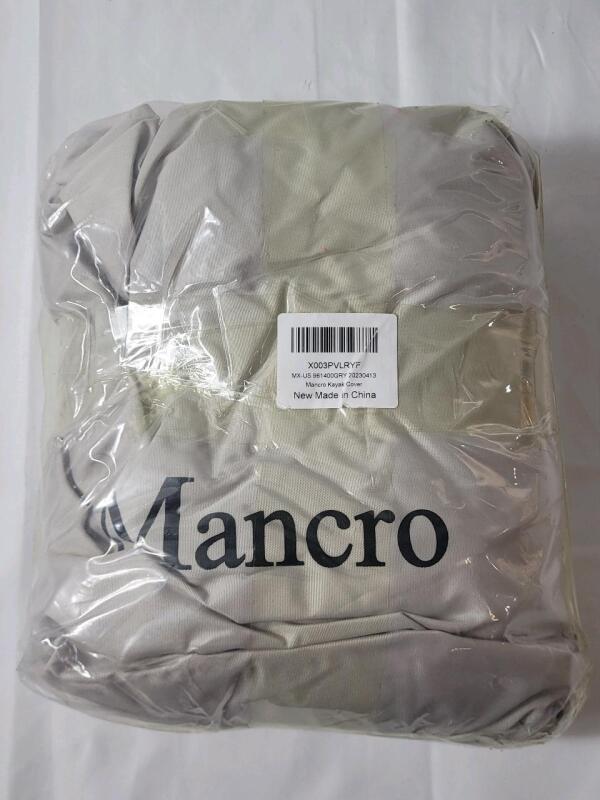 New - Mancro 600D Kayak Cover , Grey . Fits 9ft - 10.5ft. Kayaks