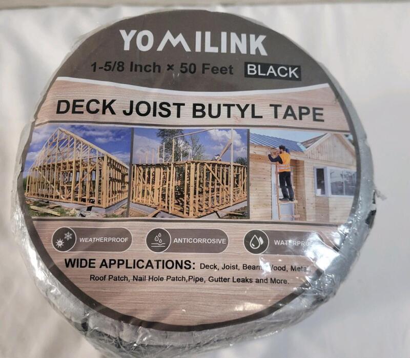 6-Rolls New Yomilink Deck Joist Butyl Tape , Black . Each Roll measures 1 ⅝"&times;50ft