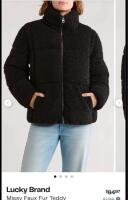 New Size LG Women's LUCKY Missy Faux Fur Teddy Puffer Jacket, Style U521649B93, Retails Over $100!
