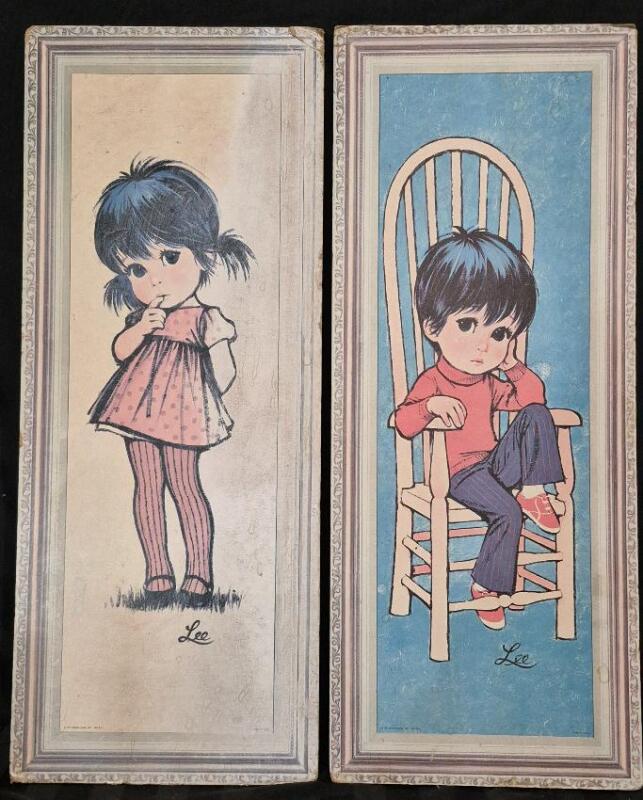 2 Vintage "Big Eye" Prints by Artist Lee - 10 by 25"