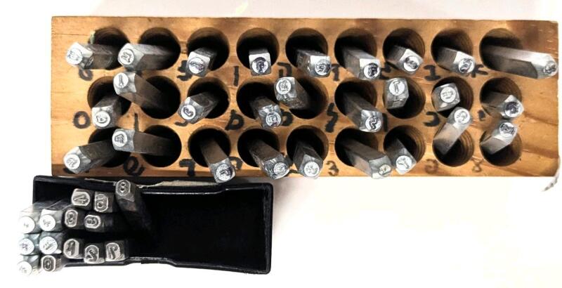 40 Metal Stamps: Hebrew & Numbers 1-8 + 0, Approx 3-4mm (Unable to Determine id Hebrew is Complete)