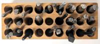 32 Metal Symbol Stamps Up to Approx 1cm With Wood Organizer : Jesus Fish, Hearts, Footprints, Wings, Crosses, Birds, Leaves, Anchor, Music Notes, Smiley Face + More