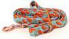 New Bright & Colorful Orange Print Cloth Leash With Rosegold Hardware, 0.8" Wide &times; 60" Long