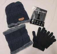 New - Winter Hat , Neck Warmer & Pair of Gloves plus Black Balaclava Mask