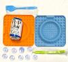 2 New Silicone Dog / Cat Lick Mats, Slow Feeders With Suction Cups, Spatula & Scrub Brush, 7.75" &times; 7.75" Each - 2