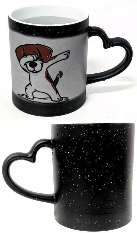 New Secret Dog Lover's Mug : From Sparkly Matte Black to Dabbing Doggo Heat-Changing Ceramic Mug, 3.75" Tall