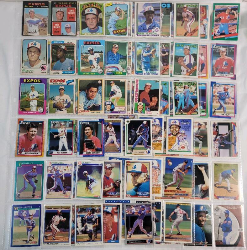 1971 - 1999 Montreal Expos MLB Baseball Trading Card Singles , 81 Trading Cards