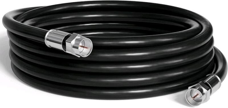 New 25' Feet, Black RG6 Coaxial Cable with Weather Proof Connectors, F81 / RF, Digital Coax - AV, Cable TV, Antenna, and Satellite, CL2 Rated, 25 Foot