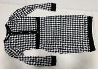 New Women&rsquo;s XL Black and White Houndstooth Long-Sleeve Sweater Dress