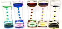 5 New Liquid Motion Bubbler Timer Colorful Oil Hourglass Liquid Sensory Fidget Calm Stress Relief Desk Desk Decor for Adults Fidget Water Timers, 5.75" Tall, Approx 48 Seconds