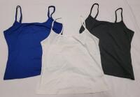 Three (3)New Women's Sz. XL Blue Camisole with Adjustable Spaghetti Straps . Blue , Black & White