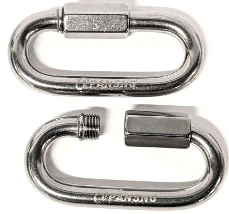 2 As-New Heavy Duty Pansng Threaded Locking Safety Chain Quick Links, 4.15" Long Each