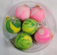 Six (6) New Squeeze Ball Keychains . Measures 2 &frac14;" diameter