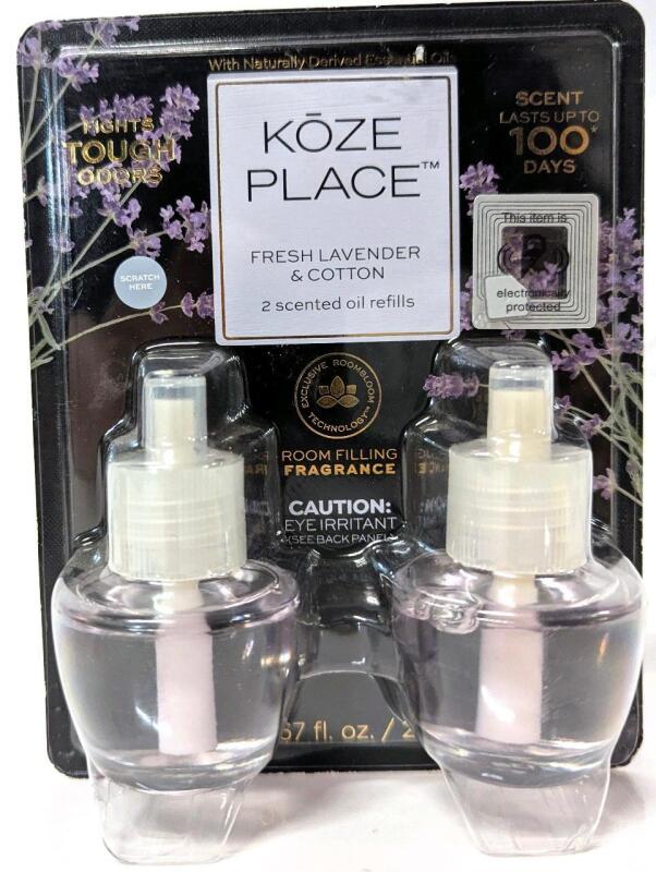 New KŌZY PLACE 2-Pack Fresh Cotton & Lavender Scented Oil Refills, 20ml Each