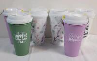 Twelve (12) New 16oz. Coffee To Go Tumblers w/Lids . 6 Sets of 2