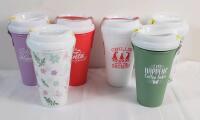 Twelve (12) New 16oz. Coffee To Go Tumblers w/Lids . 6 Sets of 2