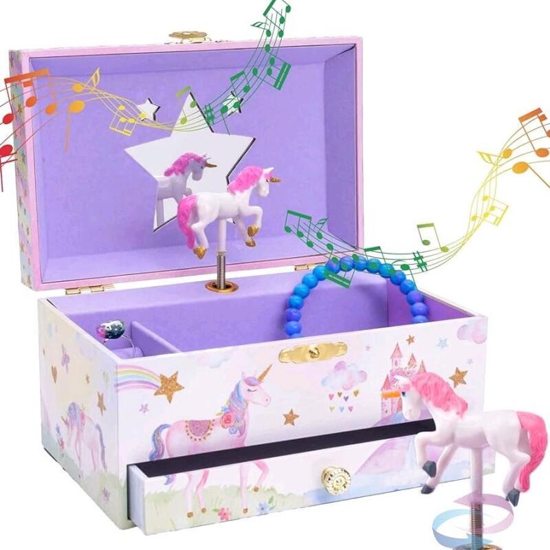 New JewelKeeper Rainbow Unicorn Magical Musical Jewelry Box, Plays "Beautiful Dreamer" While Unicorn Spins, Also Includes Bonus Unicorn Nec