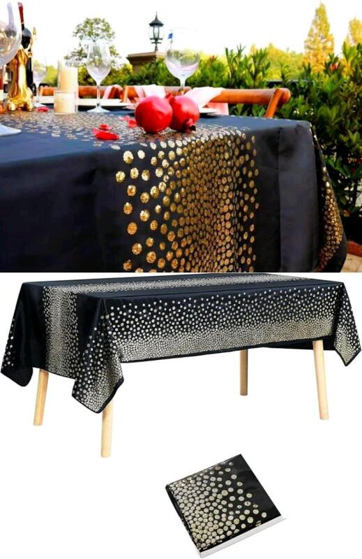 New Chatoama Black & Gold Sequin Tablecloth, 54" &times; 108"