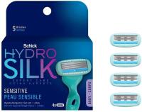 New 4-Pack Schick HYDRO SILK Sensitive Skin 5-Blade Body Razor Cartridges