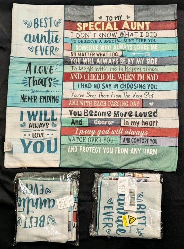 3 New 18" &times; 18" BEST AUNTIE EVER Zippered Throw Pillow Cases With Zipper Access