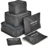 New 6-Piece Suitcase Organizer Travel Bags & Secret Pouch Set, Up To 14" &times; 10.5" &times; 4"