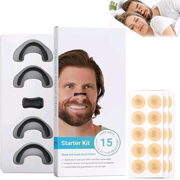 New 15-Day Sleep And Sport Nasal Dilator Starter Kit, 15 Day Supply Intake Tabs, 4 Silicone Intake Tabs in Different Sizes, 1 Magnetic Applicator