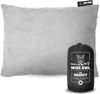New Wise Owl THE SNOOZY Camp Pillow & Traveller, SM Grey, Expands 12" x 16" (9 oz), Retails $61!