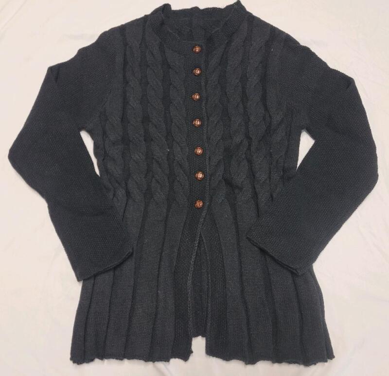 New Women's Sz. Medium (6) Black Button-Up Knit Sweater