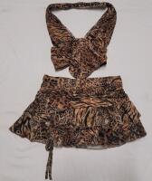 New Women's Sz. XXS (0) Leopard Print Two-Piece Top and Skirt Set.