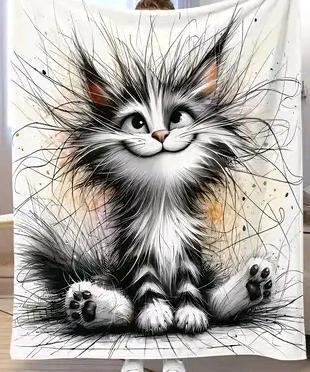 New Adorable Kitty Fleece Super Soft Blanket 60 by 80"