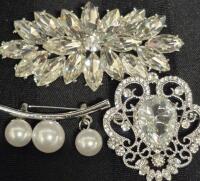 3 New Bling Brooches - Longest 2.75"