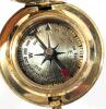 Neat New Brass Pocket Compass / Push Button Pocket Compass, 1.8" Diameter on 10" Long Chain - 2