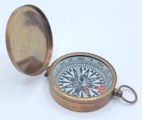 New Antique Finish Brass Compass . Measures 1 &sup1;&sup3;/&sup1;⁶" diameter