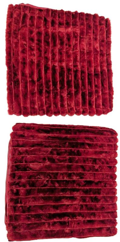 2 New COTY Super Soft Faux Fur Ribbed Throw Pillowcases With Velvety Backsides & Zipoered Access, 19" &times; 20"