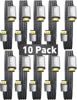 New 10-Pack 4K DisplayPort to HDMI Cables | 6.8ft Long | 1080P@120Hz, 1440P/2K@60Hz Uni-Directional DP to HDMI Male Braided Cord Display Port to HDMI Cable for Dell, Lenovo, ThinkPad, HP, AMD, NVIDIA +, Retails For $108!