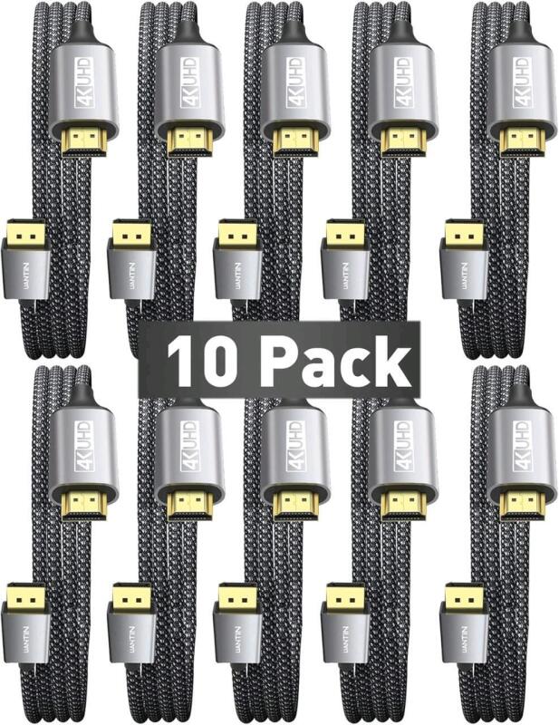 New 10-Pack 4K DisplayPort to HDMI Cables | 6.8ft Long | 1080P@120Hz, 1440P/2K@60Hz Uni-Directional DP to HDMI Male Braided Cord Display Port to HDMI Cable for Dell, Lenovo, ThinkPad, HP, AMD, NVIDIA +, Retails For $108!