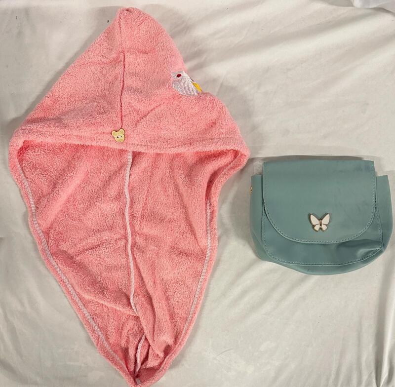 2 Women&rsquo;s Apparel Items, Includes Cute Rabbit Hair Towel and Butterfly Purse/Clutch - See Photos/Description