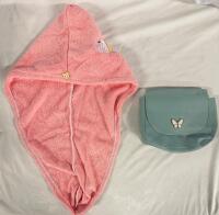2 Women&rsquo;s Apparel Items, Includes Cute Rabbit Hair Towel and Butterfly Purse/Clutch - See Photos/Description