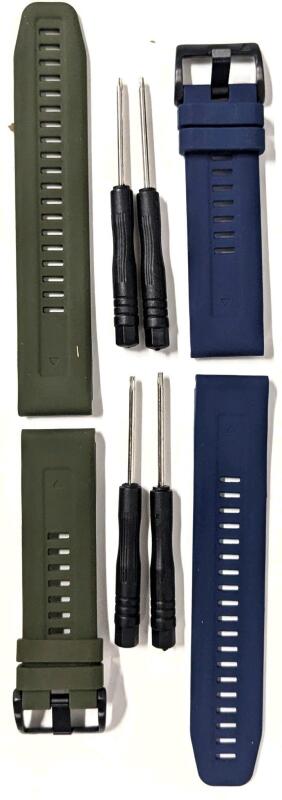 2 New QuickFit 2mm Silicone Watch Bands For GARMIN F5/6/7 Smart Watch + 4 Mini Screwdrivers