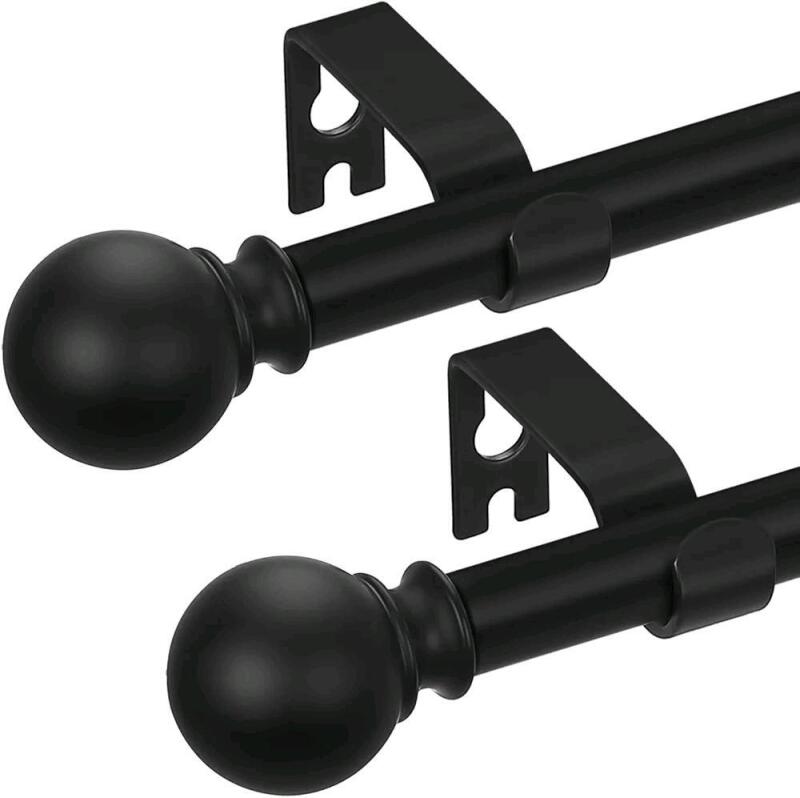 2 New Black Curtain Rods 32 - 46" Long